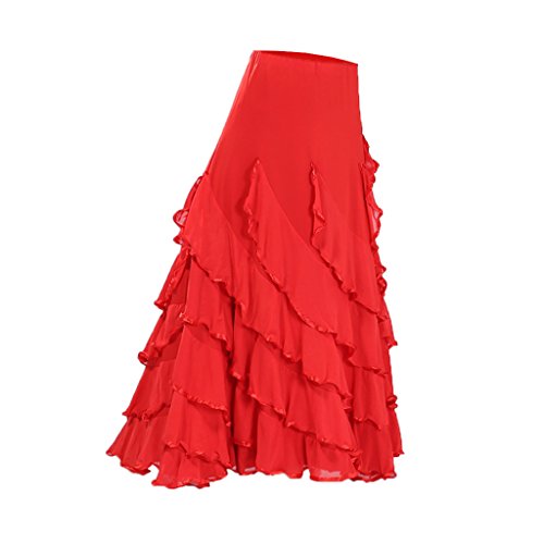 Baoblaze Vestido de Flamenca Ropa de Baile Accesorios de Mujer Falda de Tango - Rojo, 920cm