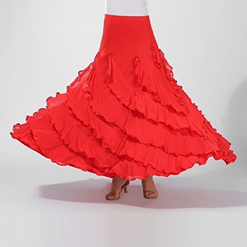 Baoblaze Vestido de Flamenca Ropa de Baile Accesorios de Mujer Falda de Tango - Rojo, 920cm