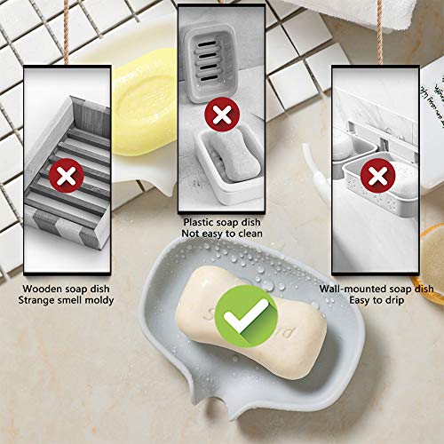 BAOXIN 2 Jabonera de Silicona, Jjabonero para Drenar Jabón, Simple y Autodrenante, Caja de Almacenamiento para Baño y Cocina,2 Toalla de Mano como Regalo