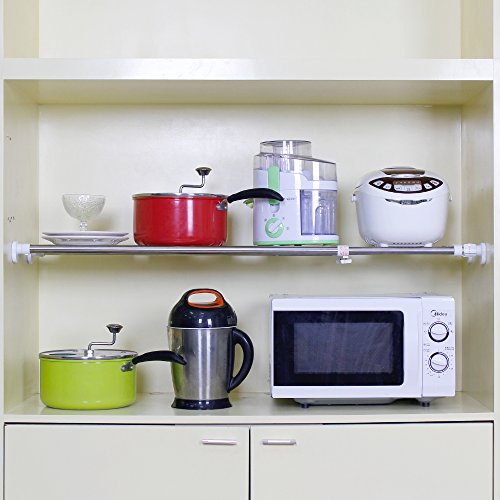 Baoyouni - Estantería de acero inoxidable ajustable para armario, estantería extensible para organizar el cuarto de baño, la cocina, un armario, la nevera o el armario ropero, Length: 69-91.5cm