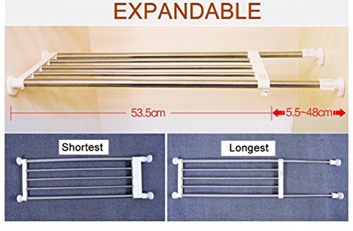 Baoyouni - Estantería de acero inoxidable ajustable para armario, estantería extensible para organizar el cuarto de baño, la cocina, un armario, la nevera o el armario ropero, Length: 69-91.5cm