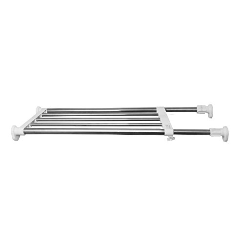 Baoyouni - Estantería de acero inoxidable ajustable para armario, estantería extensible para organizar el cuarto de baño, la cocina, un armario, la nevera o el armario ropero, Length: 69-91.5cm