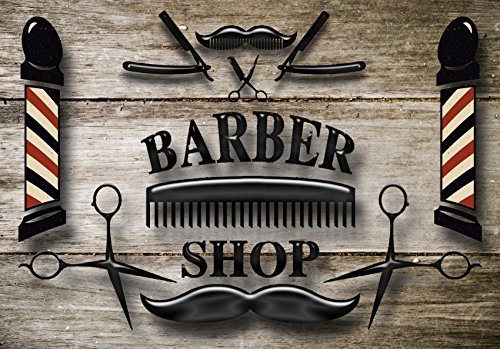 Barber Shop 863 - Placa metálica, diseño de barbería clásica (estilo moderno, barbería)