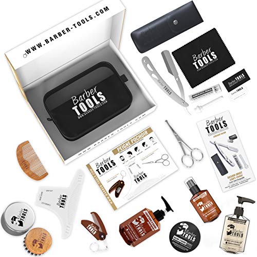 ✮ BARBER TOOLS ✮ Kit/Set/Estuche de arreglo y cuidado de la barba y afeitarse | Cosmético Made in French