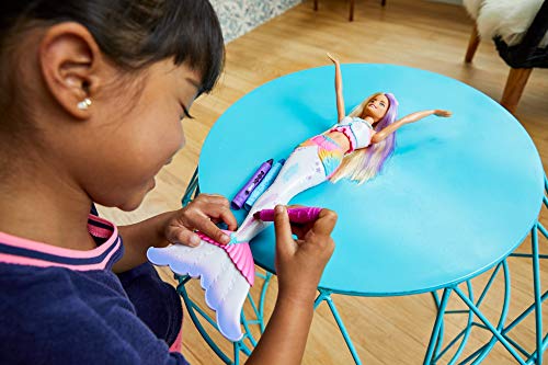Barbie Dreamtopia Crayola Sirena color mágico, muñeca con accesorios (Mattel GCG67)