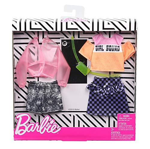 Barbie Pack de Accesorios de Moda Chaqueta Transparente Rosa y Estampado de Cuadros (Mattel GHX58) , color/modelo surtido
