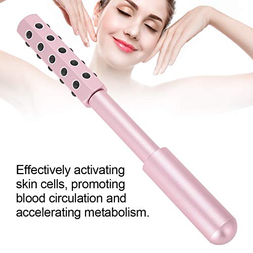 Barra de masaje con rodillo facial, partículas de germanio Rodillo de masaje facial Barra de arrugas de estiramiento de la piel Barra de belleza energética antiarrugas para estiramien(Rosado)