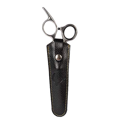 Bartmanie Juego de recortadora de barba de acero inoxidable y penilla para barba de madera, estuche de cuero sintético incluido, kit corta barba para hombres (2 piezas)