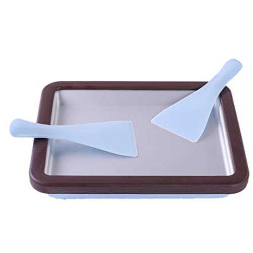 Basage la Heladera Enrollada de Helado, SartéN Anti Plancha Rectangular con 2 EspáTulas para un Saludable Helado Casero Enrollado, una SartéN para Hacer Helado InstantáNeo FáCil de Usar.
