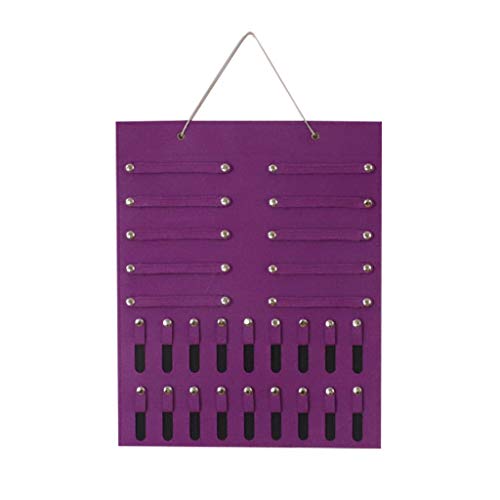 Bascar - Organizador de joyas para colgar joyas, bolsa de almacenamiento, espacio para pendientes, collar, pulsera, anillo, expositor, plegable, montaje en pared morado