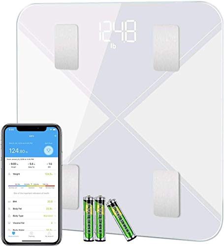 Bascula de Baño, Báscula Inteligente Bluetooth Mpow Báscula Grasa Corporal Digital,13 Mediciones Esenciales: BMI, Grasa Corporal ect, IOS / Android, Compatible con Apple Health, Google Fit, Fitbit App