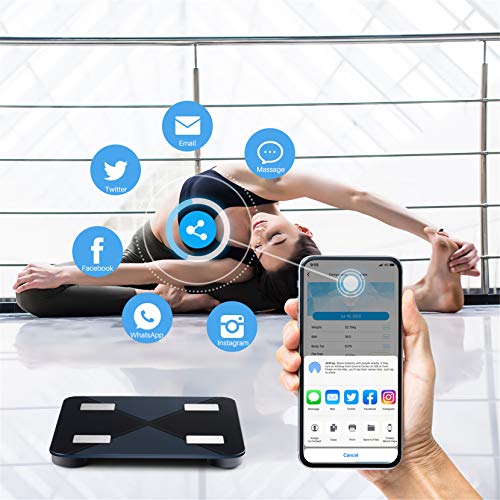 Bascula de Baño, Báscula Inteligente Bluetooth Mpow Báscula Grasa Corporal Digital,13 Mediciones Esenciales: BMI, Grasa Corporal ect, IOS / Android, Compatible con Apple Health, Google Fit, Fitbit App