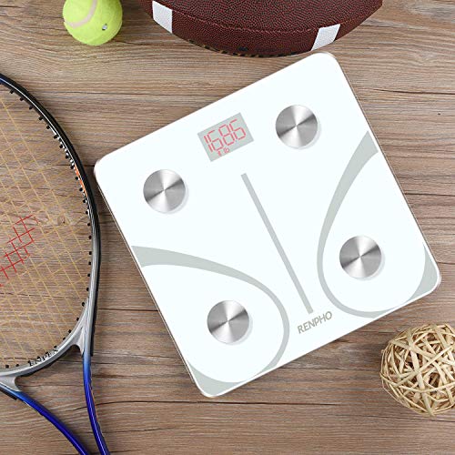 Bascula de Baño Digital Grasa Corporal, RENPHO Balanza Bluetooth Inteligente con App, Bascula Electrónica Analógica Monitores con Análisis Corporal, 13 Mediciónes de Peso IMC Visceral e Muscular