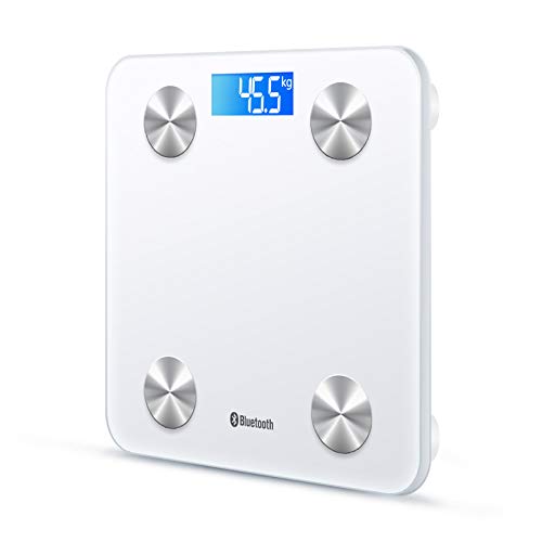 Báscula electrónica digital para baño de control de peso con retroiluminación, peso máximo de 180 kg, color blanco