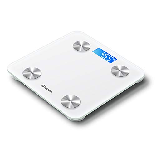 Báscula electrónica digital para baño de control de peso con retroiluminación, peso máximo de 180 kg, color blanco