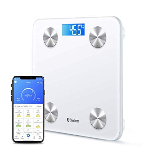 Báscula electrónica digital para baño de control de peso con retroiluminación, peso máximo de 180 kg, color blanco