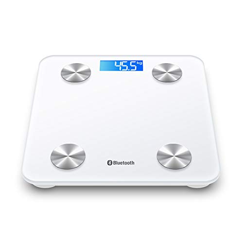 Báscula electrónica digital para baño de control de peso con retroiluminación, peso máximo de 180 kg, color blanco