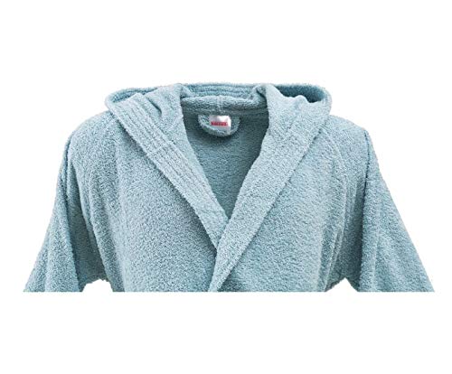 Bassetti - Albornoz con capucha para hombre/mujer, disponible en varias tallas y colores, 100% algodón azul Sky talla M