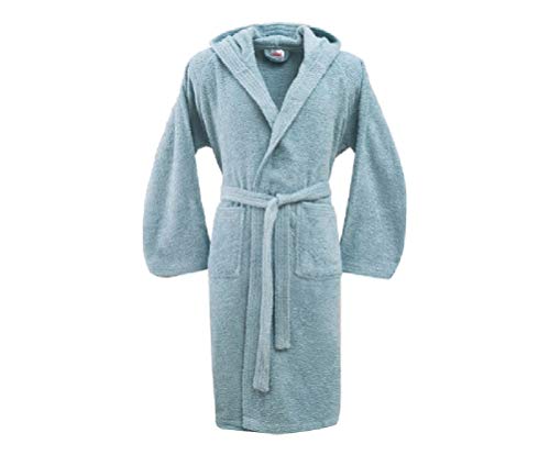 Bassetti - Albornoz con capucha para hombre/mujer, disponible en varias tallas y colores, 100% algodón azul Sky talla M