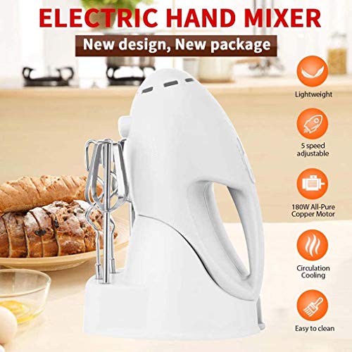 Batidora De Mano Eléctrica, Batidora De Mano Eléctrica Para Hornear Batidora De Mano Turbo De 125 Vatios Mezclador De Pastel De Alimentos Batidora Para Batir + Mezclar Galletas Batidor De Alimentos,