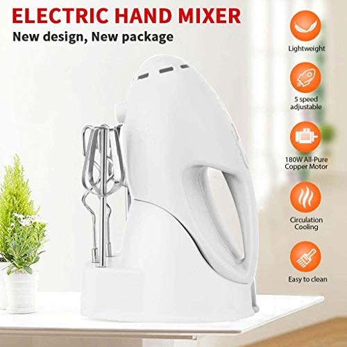 Batidora De Mano Eléctrica, Batidora De Mano Eléctrica Para Hornear Batidora De Mano Turbo De 125 Vatios Mezclador De Pastel De Alimentos Batidora Para Batir + Mezclar Galletas Batidor De Alimentos,