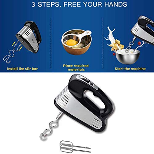 Batidora De Mano Eléctrica Batidoras De Mano Batidora Batidora De Huevos para Hornear 5 Velocidades 200 W con 2X De Acero Inoxidable Y Ganchos para Masa para Hornear En La Cocina Batido De Helado