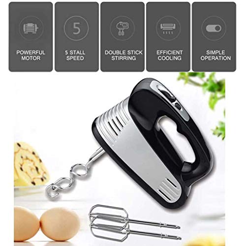 Batidora De Mano Eléctrica Batidoras De Mano Batidora Batidora De Huevos para Hornear 5 Velocidades 200 W con 2X De Acero Inoxidable Y Ganchos para Masa para Hornear En La Cocina Batido De Helado