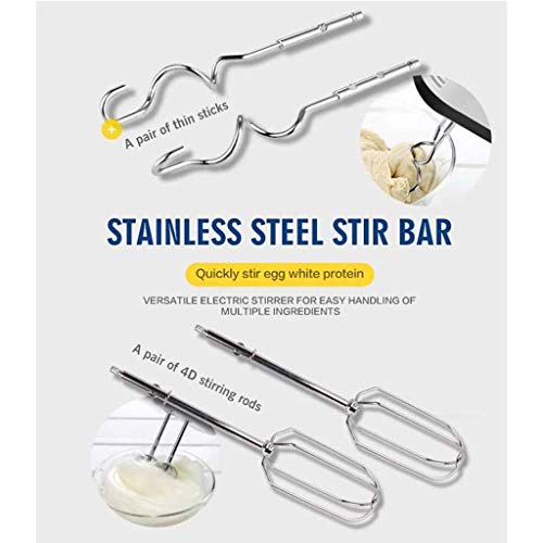 Batidora De Mano Eléctrica Batidoras De Mano Batidora Batidora De Huevos para Hornear 5 Velocidades 200 W con 2X De Acero Inoxidable Y Ganchos para Masa para Hornear En La Cocina Batido De Helado