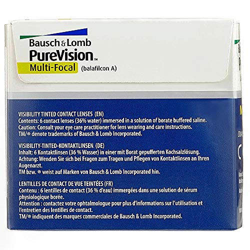 BAUSCH + LOMB  - PureVision® Multifocales - Lentes de contacto de reemplazo mensual para Presbicia - Pack de 6