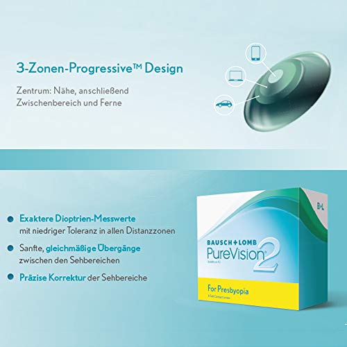 BAUSCH + LOMB - PureVision2® For Presbyopia - Lentes de contacto de reemplazo mensual para Presbicia