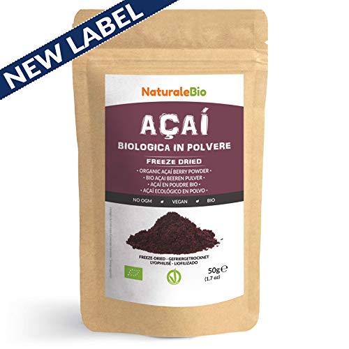 Bayas de Acai Orgánico en Polvo [Freeze - Dried] 50g. Pure Acaí Berry Powder Extracto crudo de la pulpa de la baya de açaí liofilizado. 100% Bio cultivado en Brasil. Superalimento Ecológico.