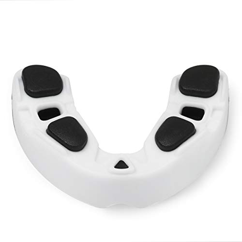 BBGuards Profesional Protector Bucal Boxeo/Protector de Encía - Deportes de Contacto, Boxeo, Rugby, MMA, Artes Marciales, Hockey, Jiu Jitsu.… (Blanco-Negro)