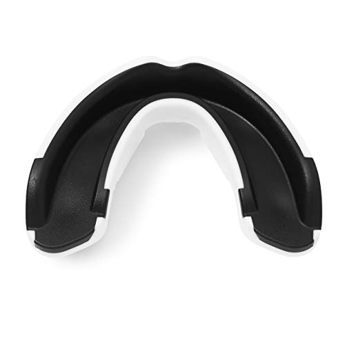BBGuards Profesional Protector Bucal Boxeo/Protector de Encía - Deportes de Contacto, Boxeo, Rugby, MMA, Artes Marciales, Hockey, Jiu Jitsu.… (Blanco-Negro)