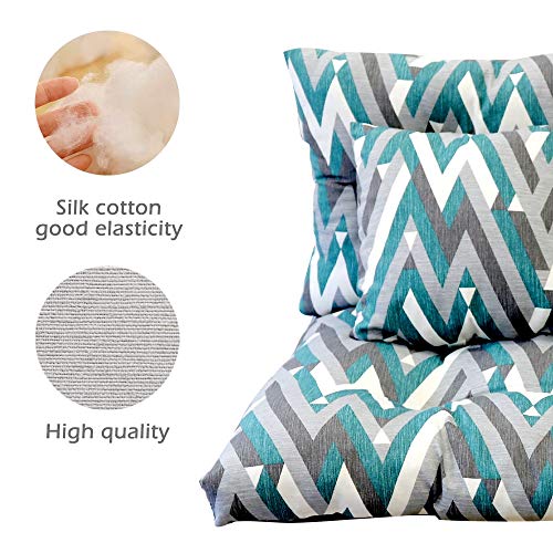 BCASE Pack Cojin Palet Fibra + Cojín Respaldo para Palés Acolchados, Cojín Relleno, Incluyen Cojín de Respaldo y Asiento, Ideal para Jardín, Terraza, Patio y Balcón, Azul Raya