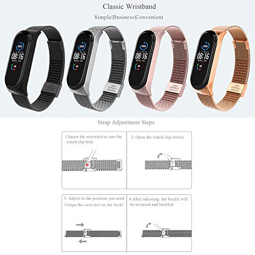 BDIG Correa Compatible para Xiaomi Mi Band 5 Correas Metal, Pulsera de Acero Inoxidable Agradable para Mi Band 5 Correa (No Host) (Melan Rosa)