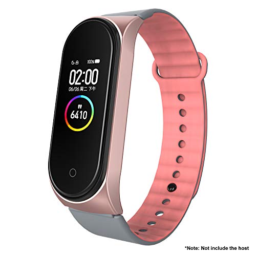 BDIG Pulsera Correas para Xiaomi Mi Band 3 Mi Band 4, Colorido Aleación Zinc Silicona Pulsera Impermeable Pulsera Correa para Xiaomi Mi Band 4 Mi Band 3 (Aleación Zinc Rosa)