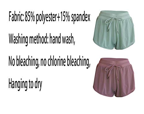 BDN Pantalones Deporte para Mujer Pantalón Casuales，Pantalones Cortos Deportivos para Mujer,Pantalones de Yoga de Baile de Cintura Alta antideslumbrantes-Verde_S