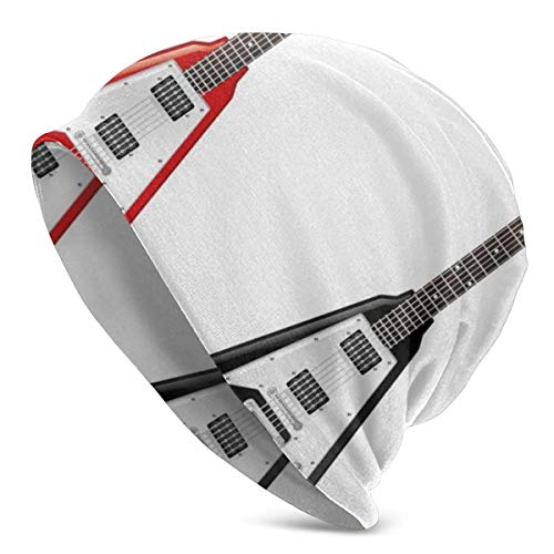 Beanie Men Women - Instrumento Musical con diseño en Forma de V Famosas Cuerdas de Rock and Roll Creatividad - Gorra Unisex de Punto Liso con Calavera y Gorro de Punto