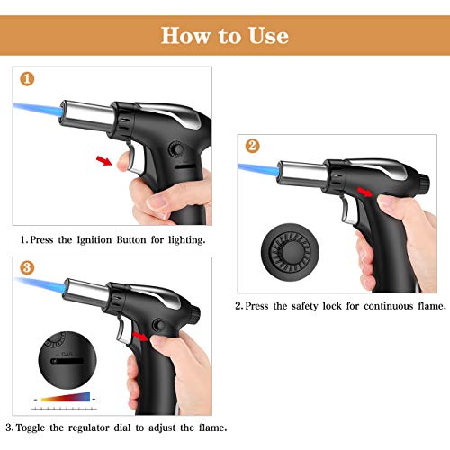 Bearbro Sopletes De Cocina, Profesional Antorcha Butano de Cocinar con Cerradura de Seguridad Llama Ajustable Soplete Encendedor para Comida BBQ Horneado Brulée Crema Cámping