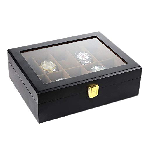 Bearhouse Caja para Relojes Madera Estuches Relojes con 10 Compartimentos Hombre Negro