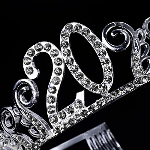 Beaupretty Tiara Cristal Cumpleaños 20 Años Corona Princesa Feliz Cumpleaños de Número 20 Años Diadema con Peines Regalos de Cumpleaños para Mujer Fiesta de Aniversario Bodas plata