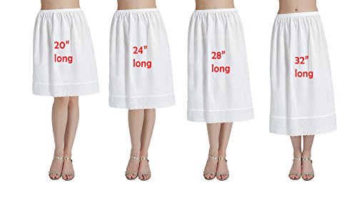 BEAUTELICATE Mujer Enaguas de Algodón Corta Larga Antiestática Combinación para Vestido Antideslizante Plain Falda Marfil con Encaje Dobladillo