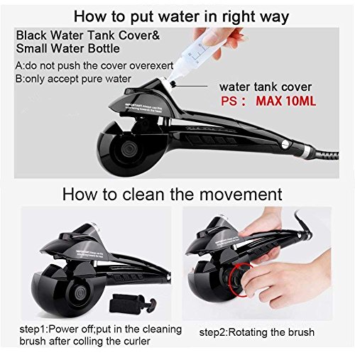 Beautigo Pinzas Rizador automático de vapor con calentador cerámico y pantalla digital LED (Negro)