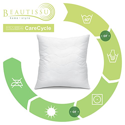 Beautissu Almohada cojín BeauNuit NK - 80x80 cm - Relleno de 800g de Microfibra - Costura Interior - Apto para alérgicos