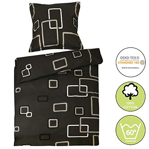 Beautissu Juego de Ropa de Cama Noa Sábanas 100% algodón Funda edredón nórdico 155x220 cm y Funda de Almohada 80x80 cm con Cremallera