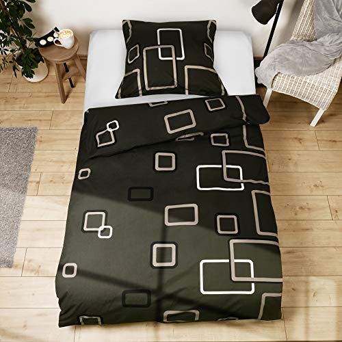 Beautissu Juego de Ropa de Cama Noa Sábanas 100% algodón Funda edredón nórdico 155x220 cm y Funda de Almohada 80x80 cm con Cremallera