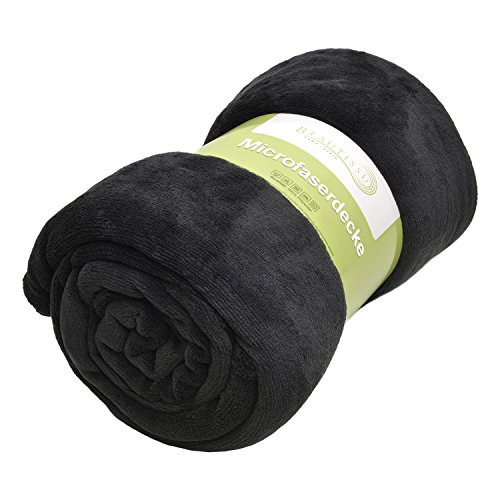 Beautissu Manta de sofá y Cama XXL Aurelia - Suave y cálida 220x240cm Microfibra Forro Polar Coral ÖKO-Tex Negro