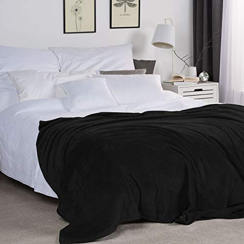 Beautissu Manta de sofá y Cama XXL Aurelia - Suave y cálida 220x240cm Microfibra Forro Polar Coral ÖKO-Tex Negro