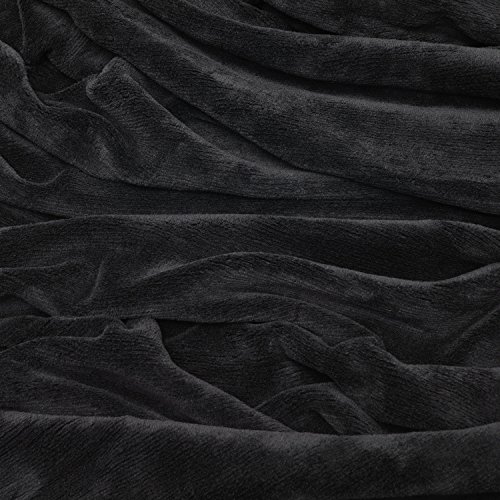 Beautissu Manta de sofá y Cama XXL Aurelia - Suave y cálida 220x240cm Microfibra Forro Polar Coral ÖKO-Tex Negro