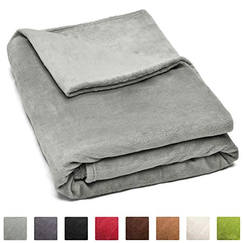 Beautissu XXL Manta de sofá y Cama Aurelia Suave cálida 220x240cm Microfibra Forro Polar Coral ÖKO-Tex Gris Claro